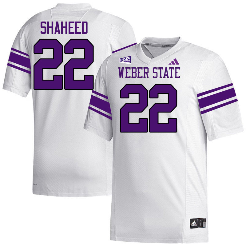 Weber State Wildcats #22 Rashid Shaheed College Football Jerseys,Uniforms Stitched-White